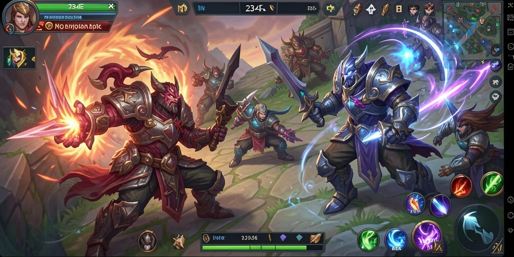 Tampilan gameplay MOBA yang mendebarkan dan grafis menakjubkan.