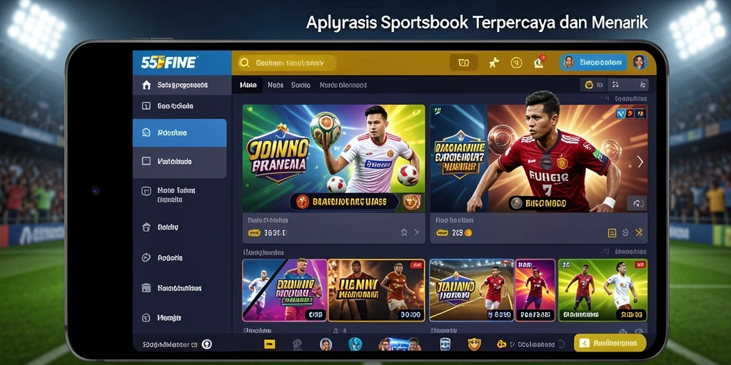 Tampilan gameplay taruhan olahraga di aplikasi 55FIVE.
