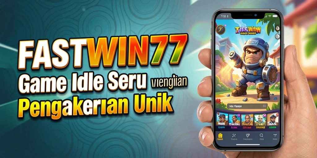 Screenshot utama FASTWIN77 menampilkan karakter yang sedang mengumpulkan sumber daya dalam permainan Idle.
