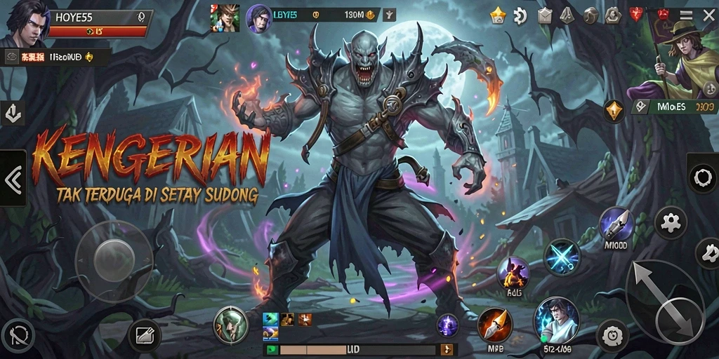 Tampilan gameplay HOYE55 yang menakutkan dan menegangkan.