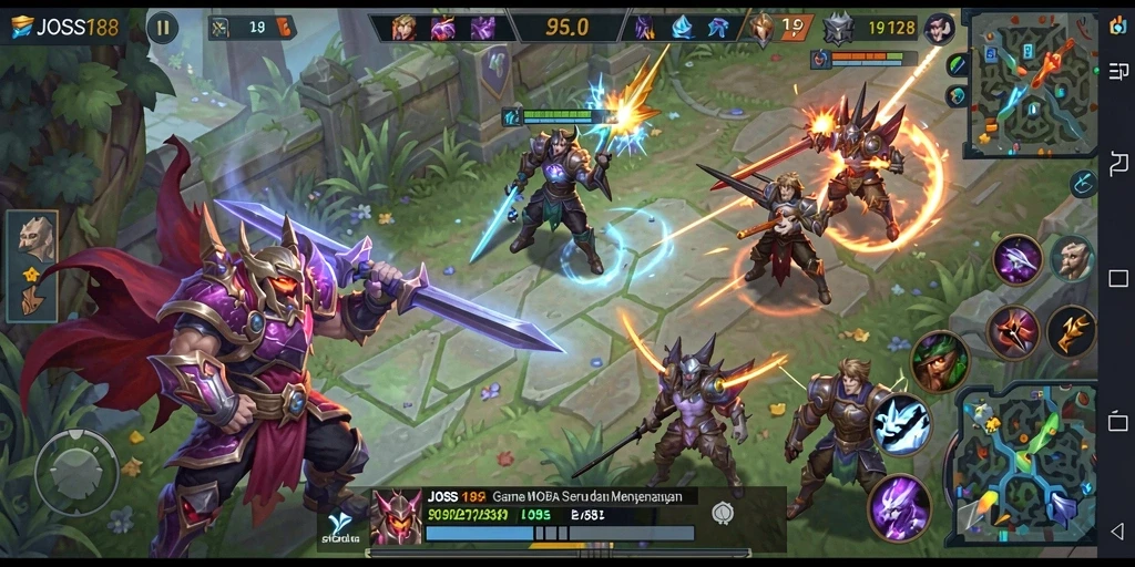 Tangkapan layar perilaku karakter dalam game MOBA JOSS188.