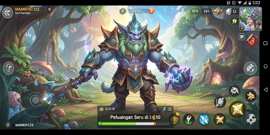 Screenshot menunjukkan aksi seru dalam gameplay MAMEN123 di dunia petualangan.