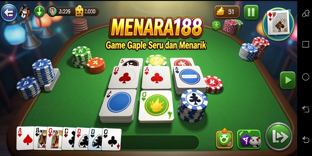 Screenshot MENARA188 menampilkan gameplay Gaple yang mengasyikkan.