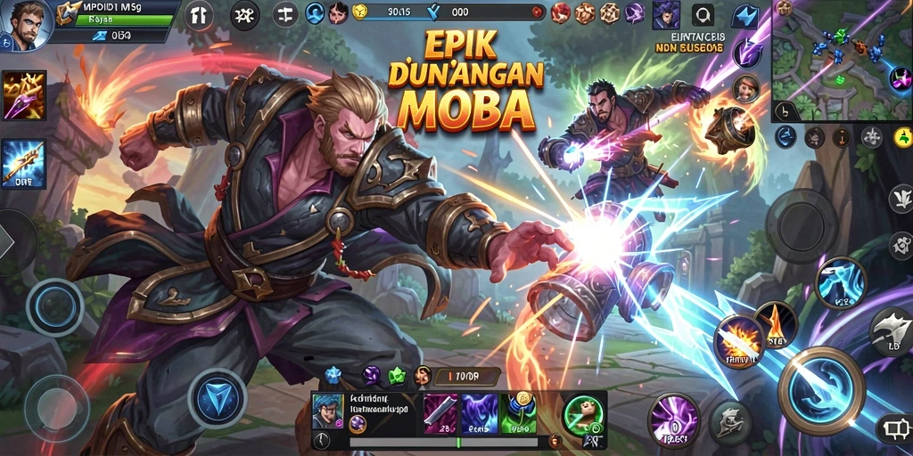 Screenshot gameplay MPOID menampilkan aksi seru di arena MOBA.