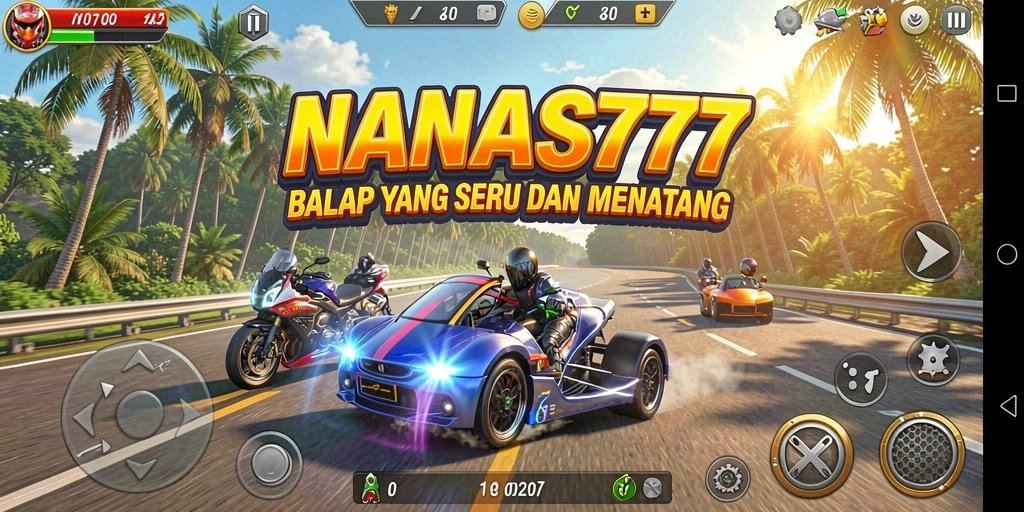 Tampilan grafis menakjubkan dari gameplay balap NANAS777.
