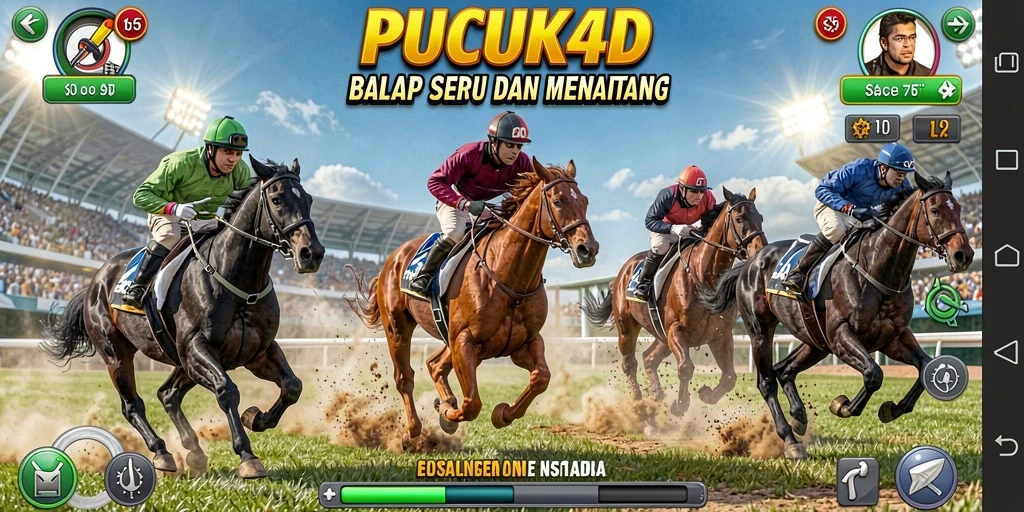 Screenshot gameplay PUCUK4D menampilkan aksi balap yang intens dan mendebarkan.