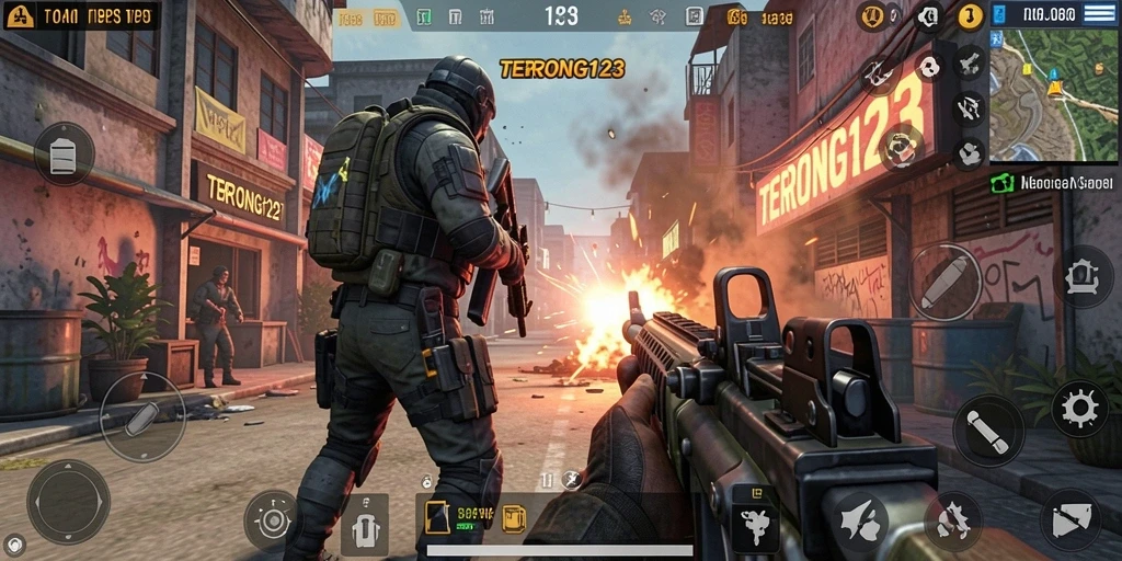 Screenshot menampilkan aksi seru dalam permainan TPS TERONG123.