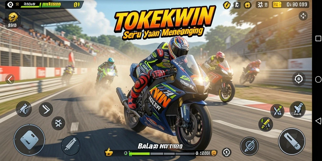 Gameplay seru balap motor di TOKEKWIN dengan trek menarik.