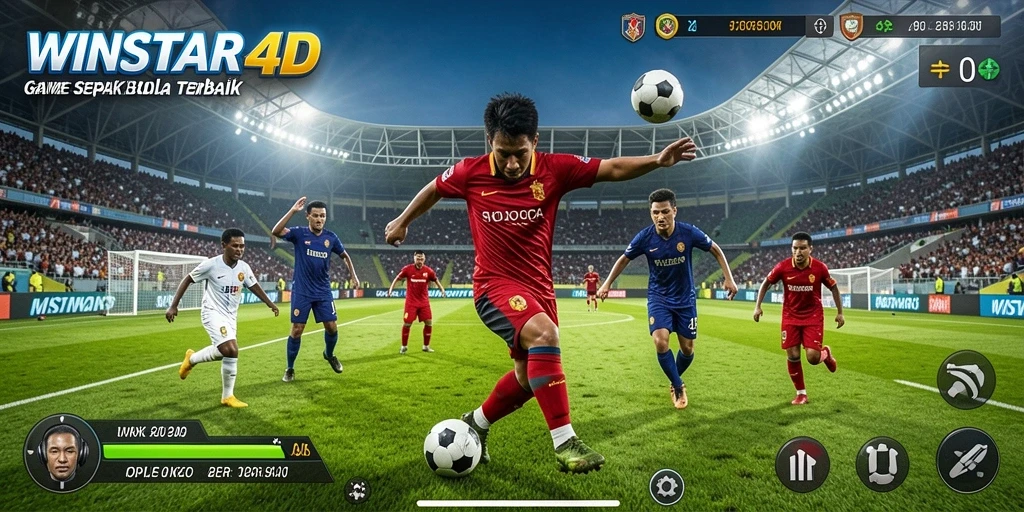 Tangkapan layar gameplay <strong>WINSTAR4D</strong> yang menampilkan aksi seru di lapangan.