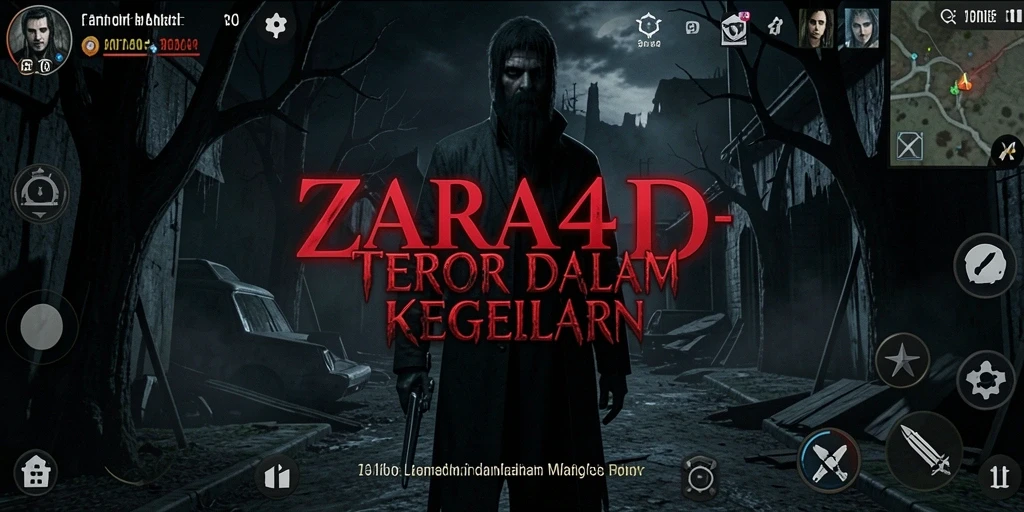 Tampilan gameplay menakutkan di ZARA4D saat menjelajahi kegelapan.